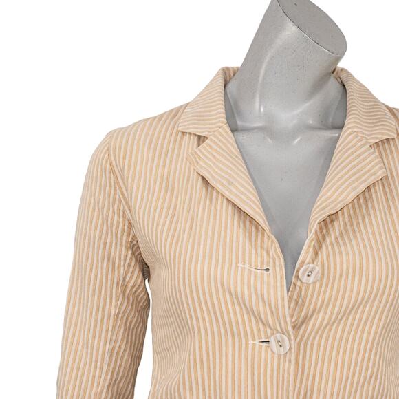 Erica Tanov Women's Beige Stripe Blazer Jacket 100% Cotton size 0 - Picture 8 of 9